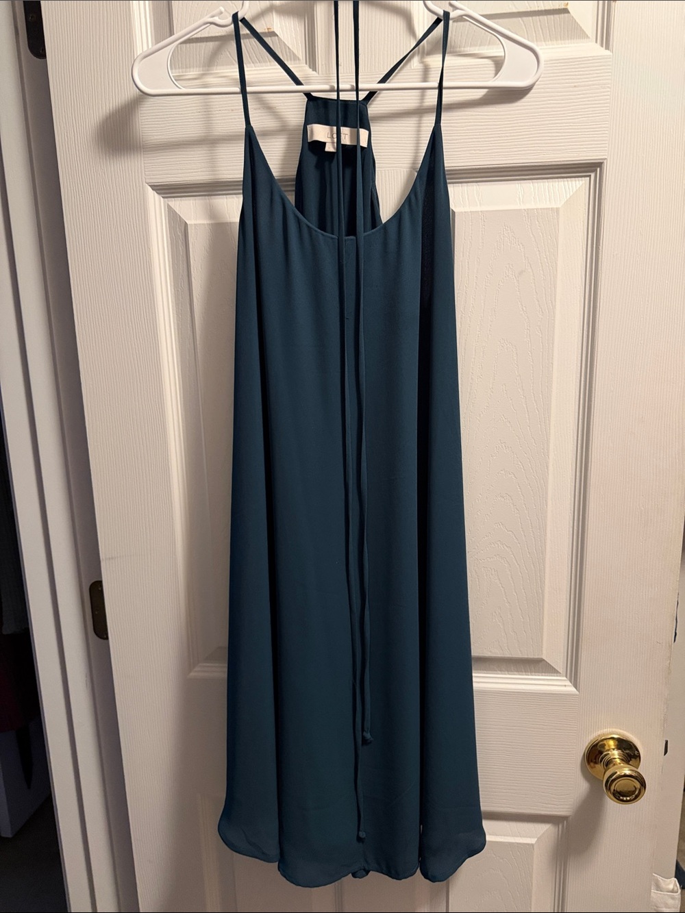 LOFT Teal Spaghetti-Strap Midi Dress